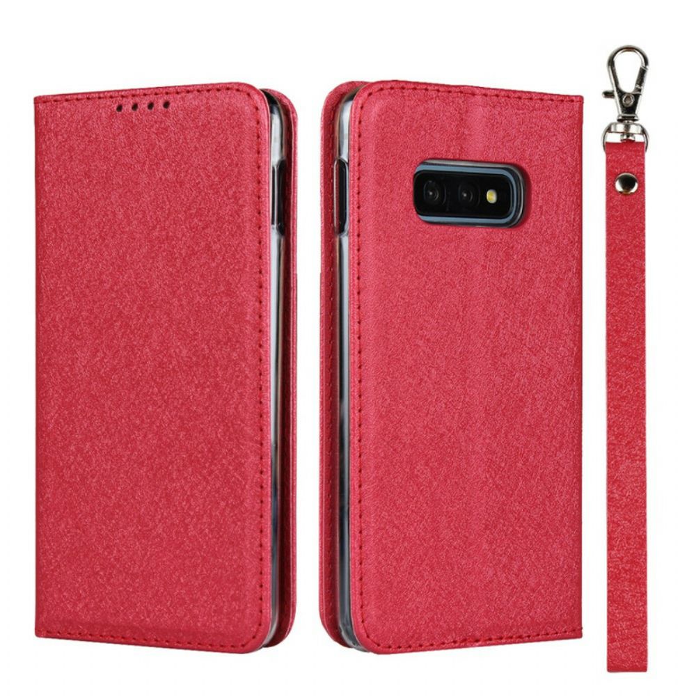 Bescherming Hoesje voor Samsung Galaxy S10e Folio-hoesje Zacht Lederen Stijl Met Riem