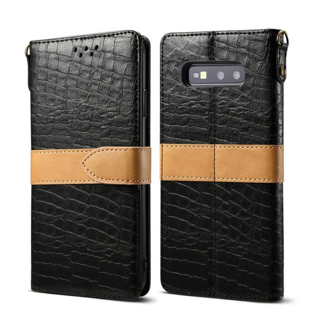 Flip Case voor Samsung Galaxy S10e Krok En Riem