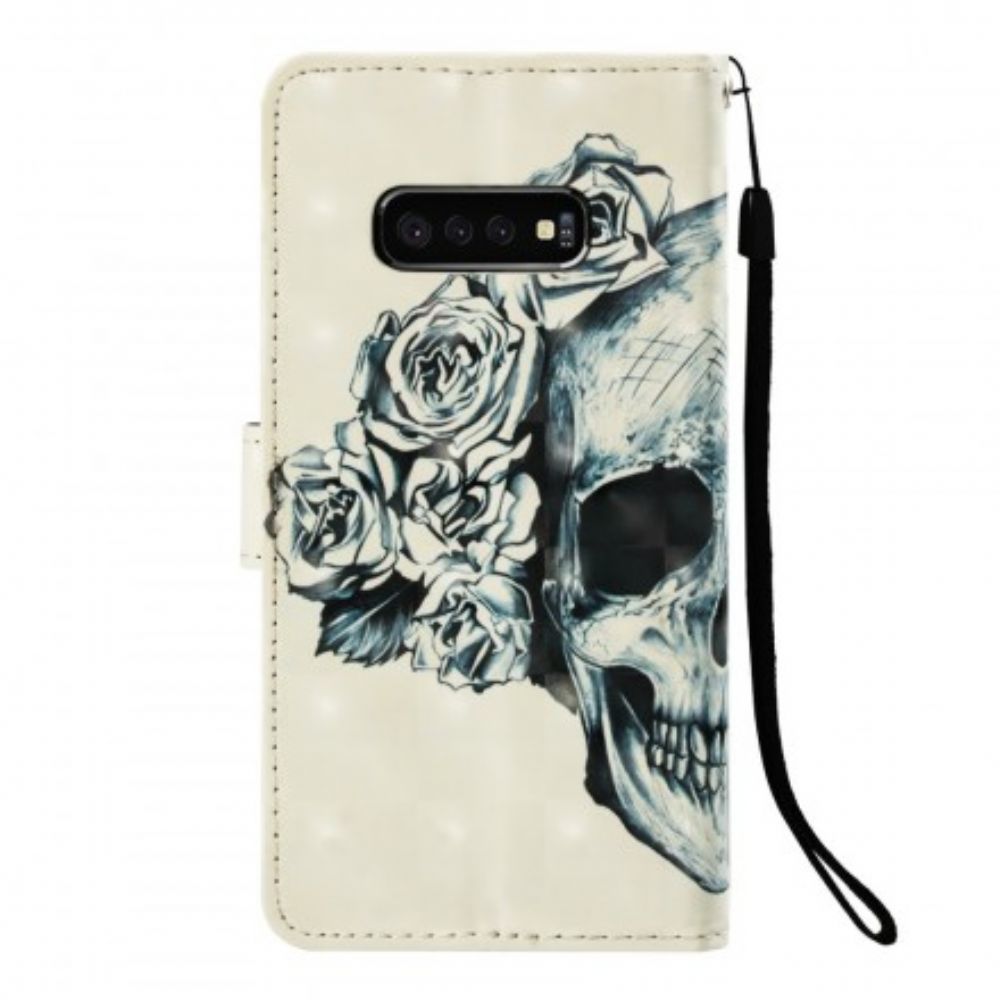 Folio-hoesje voor Samsung Galaxy S10e Bloemenschedel