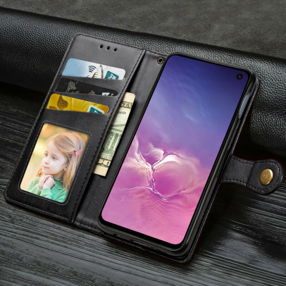 Folio-hoesje voor Samsung Galaxy S10e Faux Leder En Vintage Sluiting