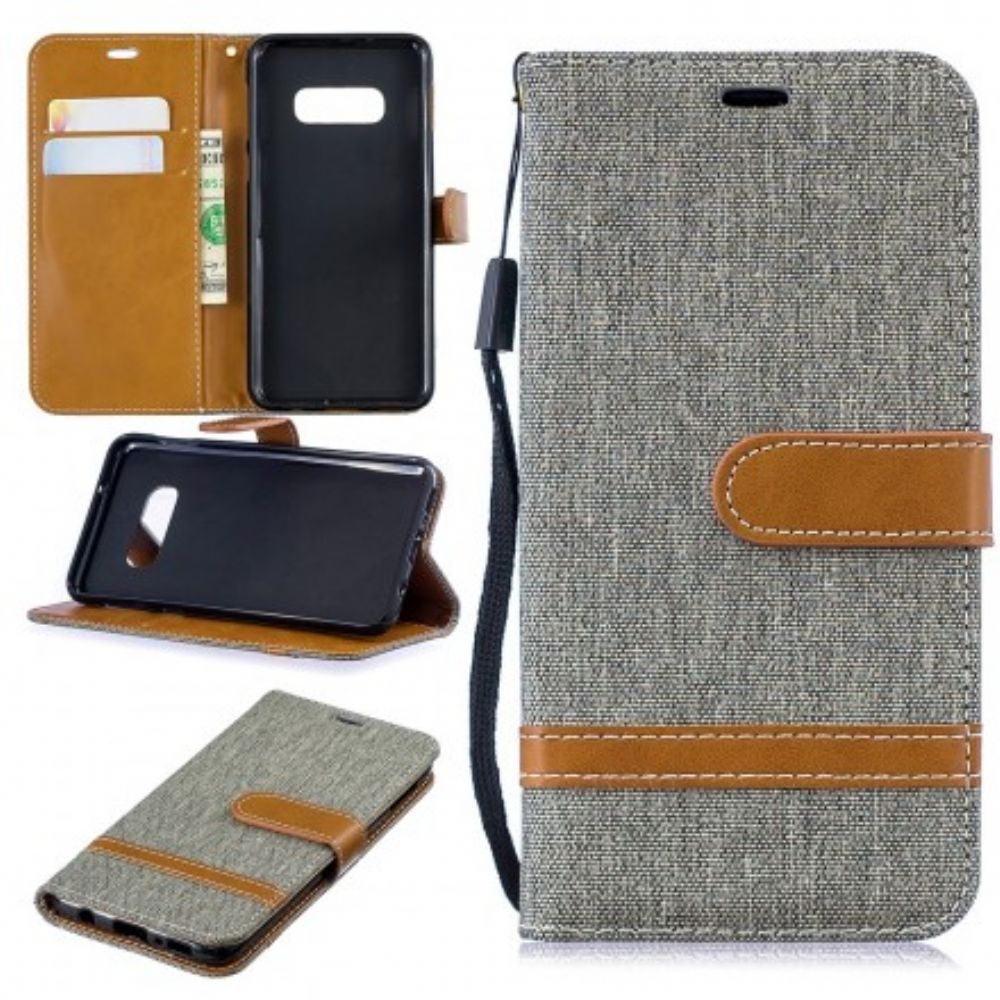 Folio-hoesje voor Samsung Galaxy S10e Met Ketting Band Met Stof En Leereffect