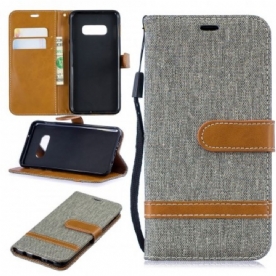 Folio-hoesje voor Samsung Galaxy S10e Met Ketting Band Met Stof En Leereffect