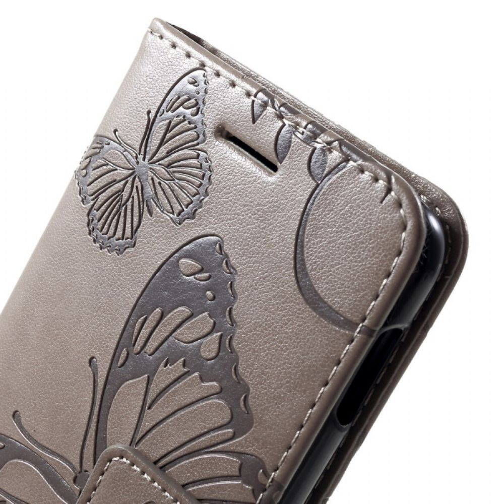 Folio-hoesje voor Samsung Galaxy S10e Met Ketting Reusachtige Vlinders Met Bandjes