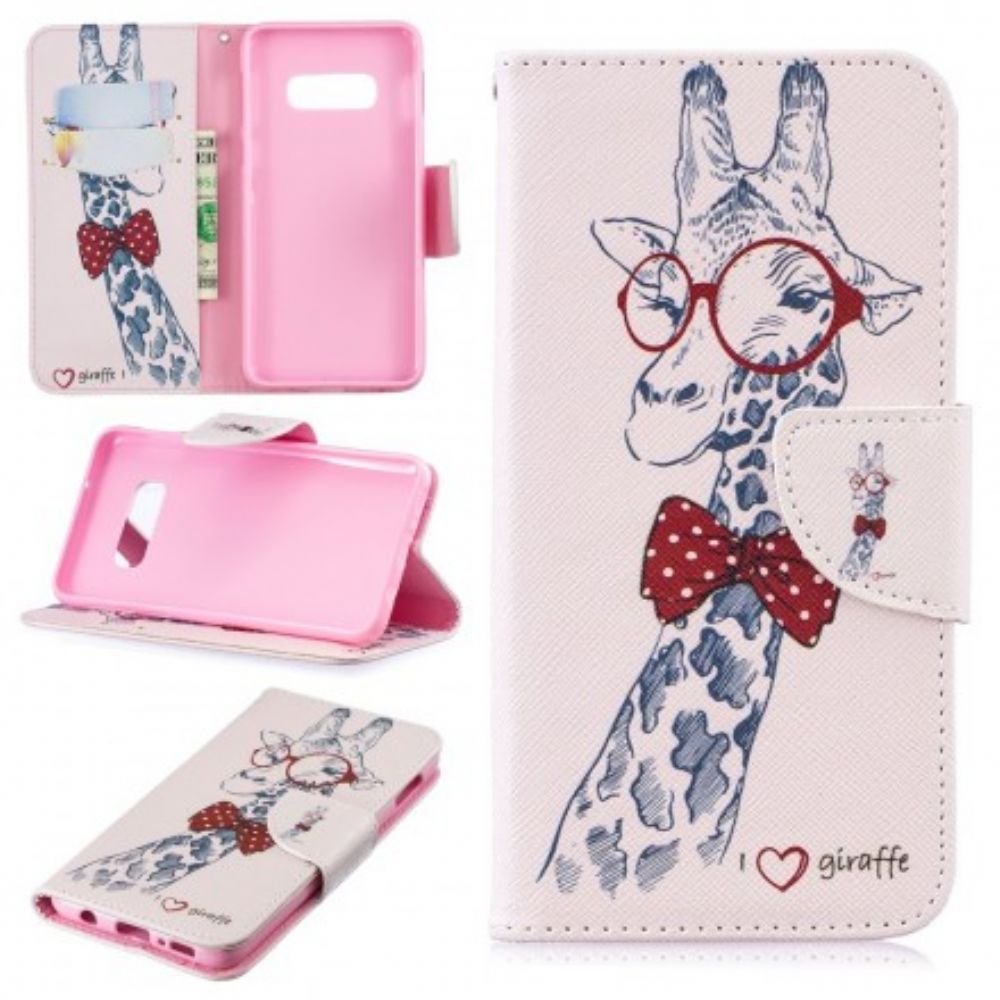 Folio-hoesje voor Samsung Galaxy S10e Nerdy Giraf