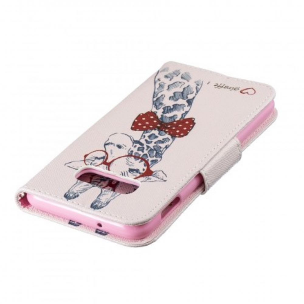 Folio-hoesje voor Samsung Galaxy S10e Nerdy Giraf