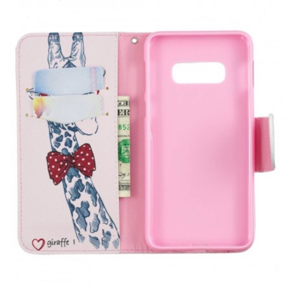 Folio-hoesje voor Samsung Galaxy S10e Nerdy Giraf