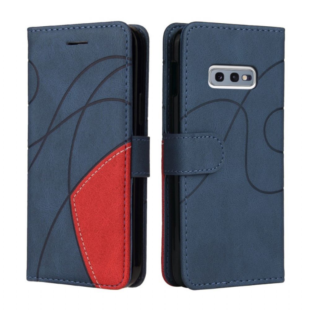 Folio-hoesje voor Samsung Galaxy S10e Signature Tweekleurig Kunstleer