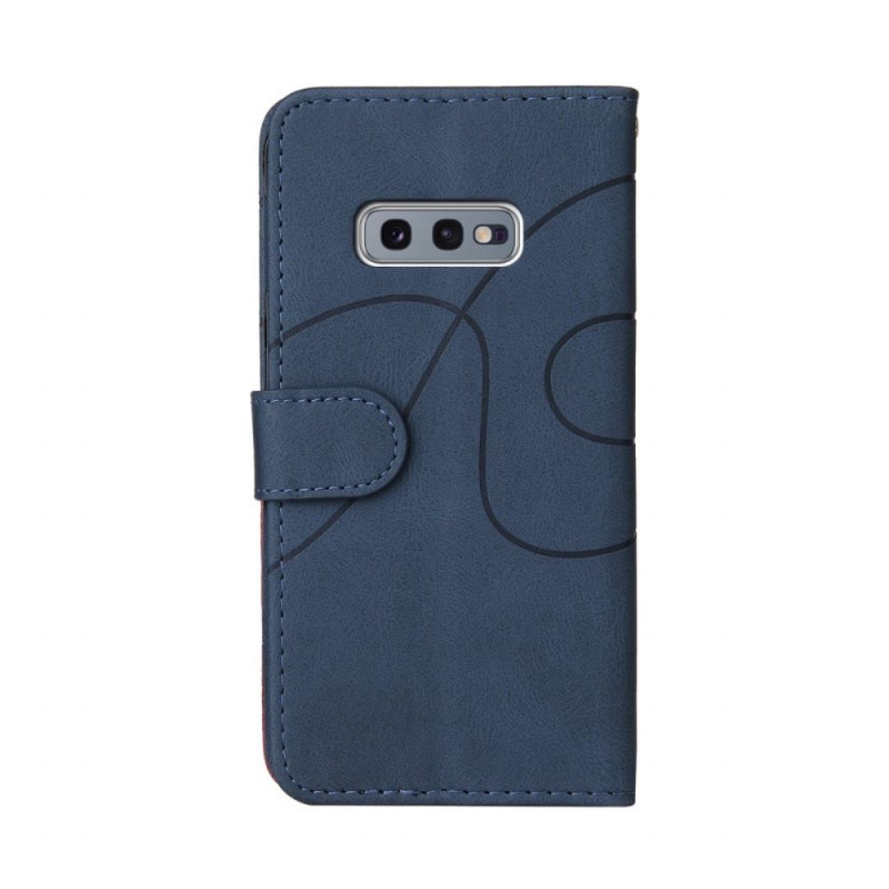 Folio-hoesje voor Samsung Galaxy S10e Signature Tweekleurig Kunstleer