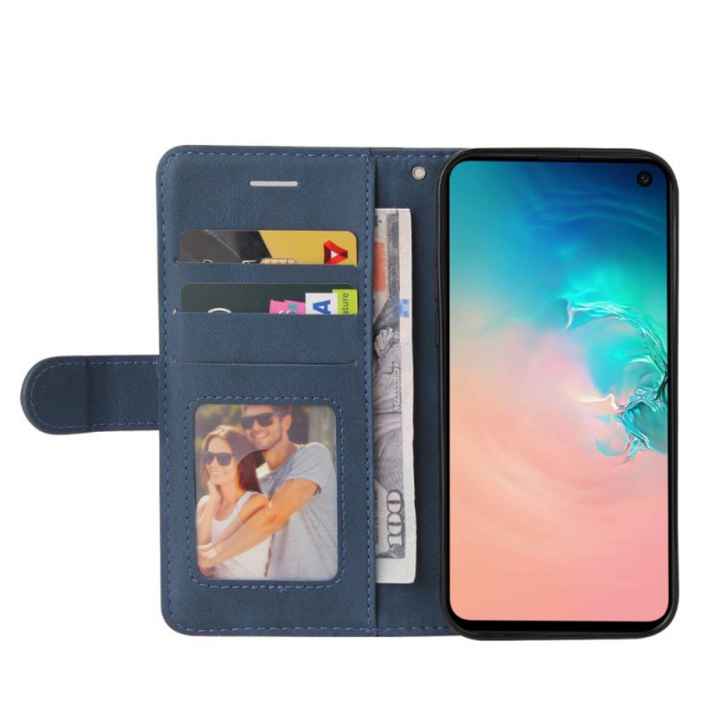 Folio-hoesje voor Samsung Galaxy S10e Signature Tweekleurig Kunstleer