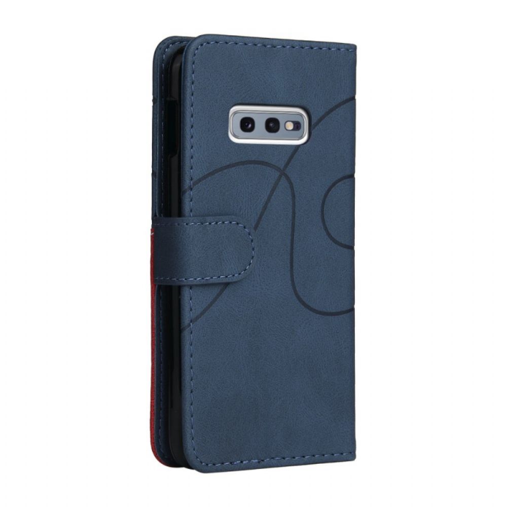 Folio-hoesje voor Samsung Galaxy S10e Signature Tweekleurig Kunstleer