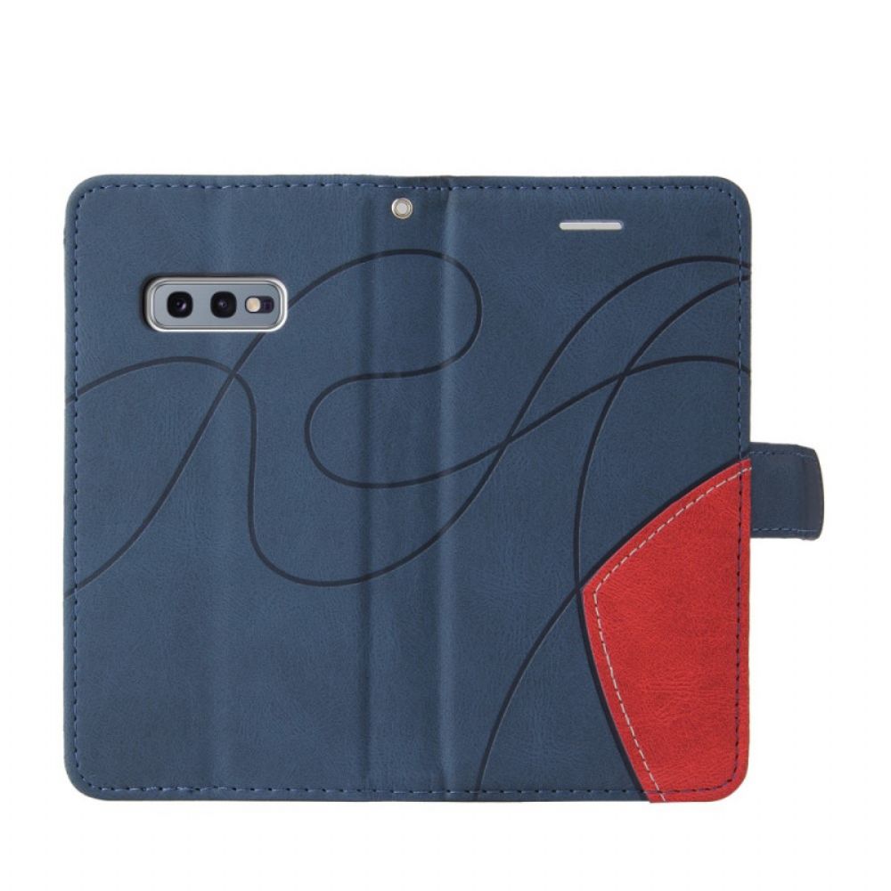 Folio-hoesje voor Samsung Galaxy S10e Signature Tweekleurig Kunstleer