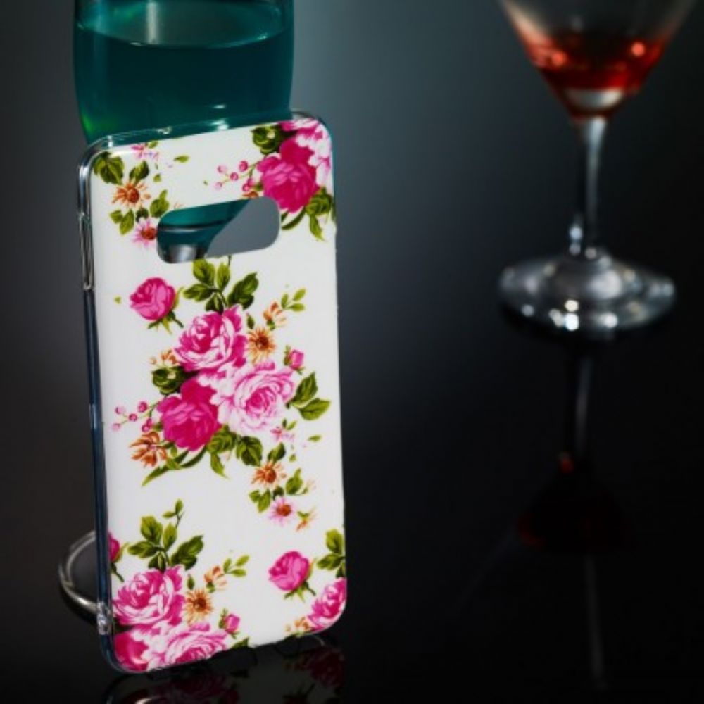 Hoesje voor Samsung Galaxy S10e Fluorescerende Vrijheidsbloemen