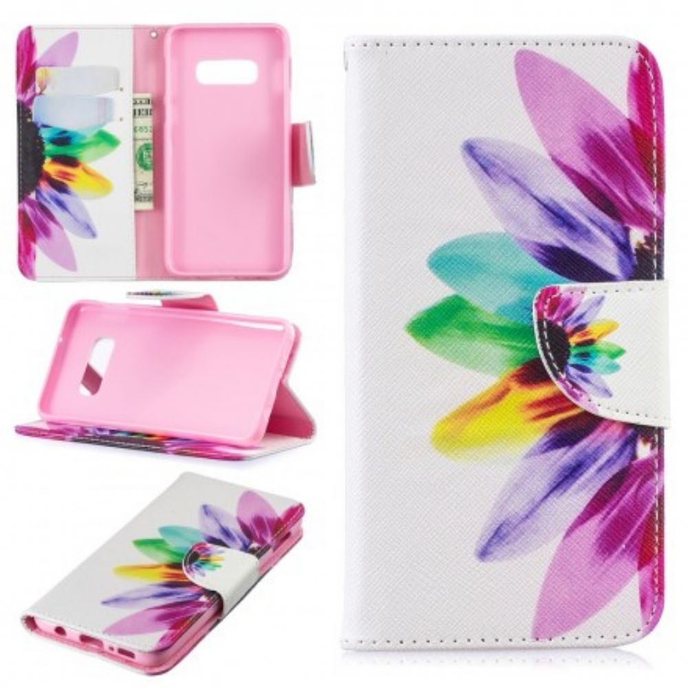 Leren Hoesje voor Samsung Galaxy S10e Aquarel Bloem