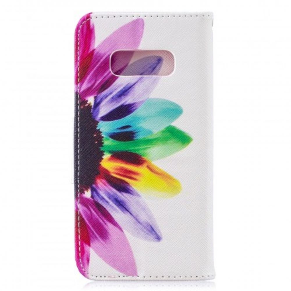 Leren Hoesje voor Samsung Galaxy S10e Aquarel Bloem