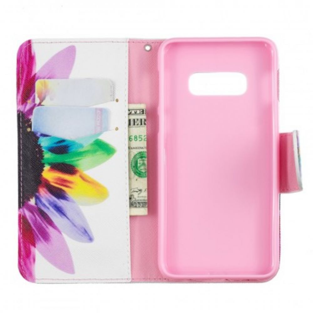 Leren Hoesje voor Samsung Galaxy S10e Aquarel Bloem