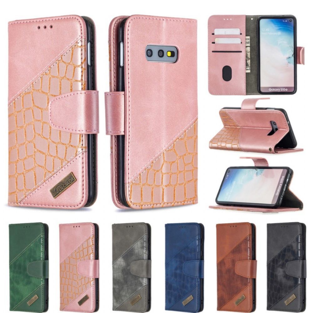 Leren Hoesje voor Samsung Galaxy S10e Klassiek Krokodillenleereffect