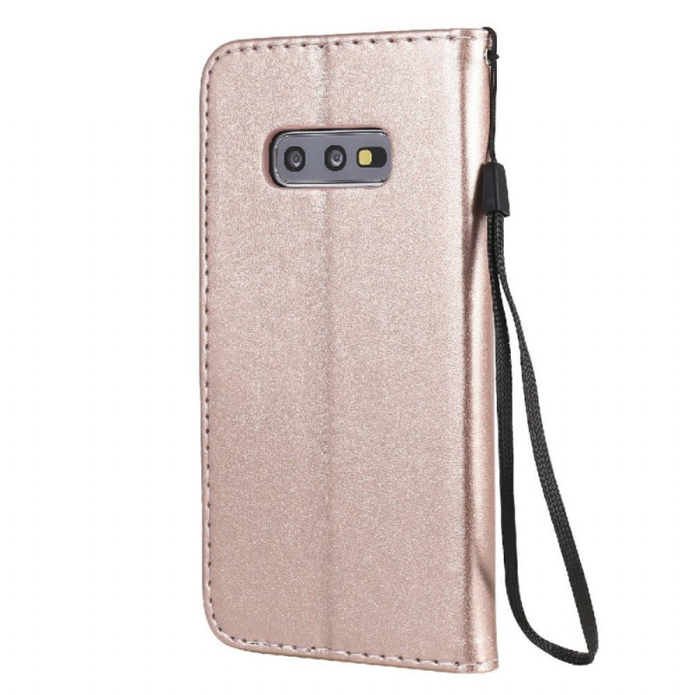 Leren Hoesje voor Samsung Galaxy S10e Met Ketting Kat En Bij Met Riem