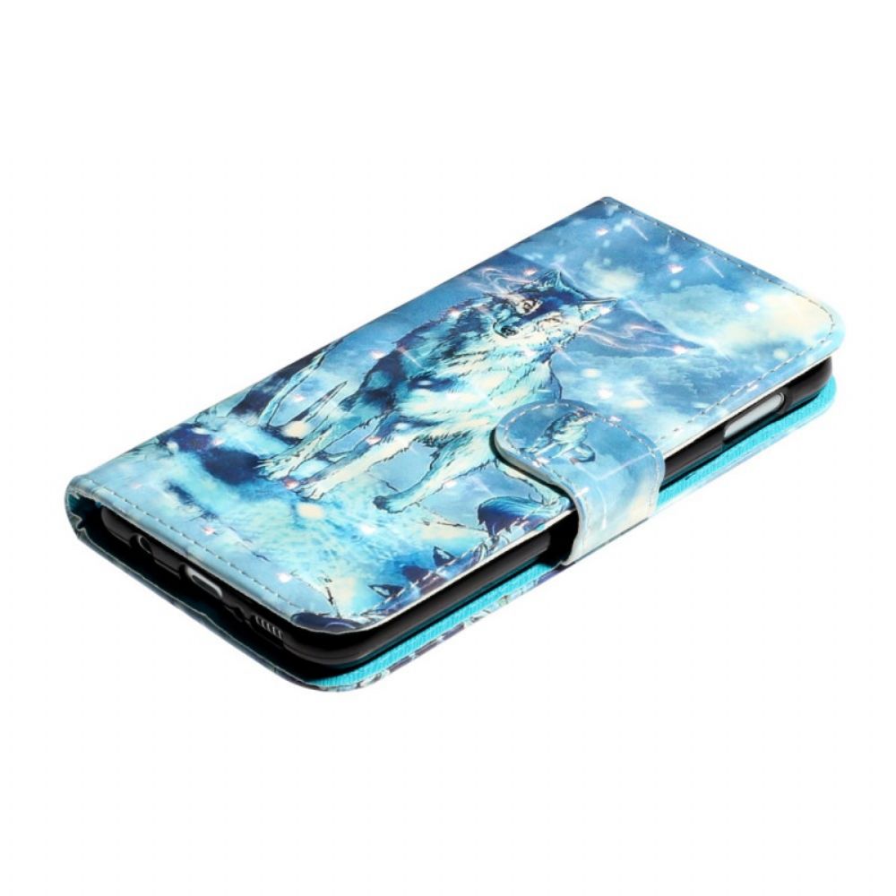 Leren Hoesje voor Samsung Galaxy S10e Met Ketting Wolf Light Strap Spots