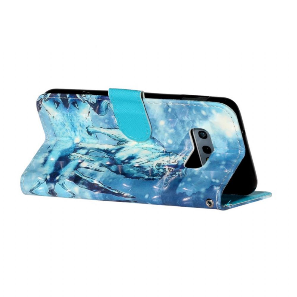 Leren Hoesje voor Samsung Galaxy S10e Met Ketting Wolf Light Strap Spots