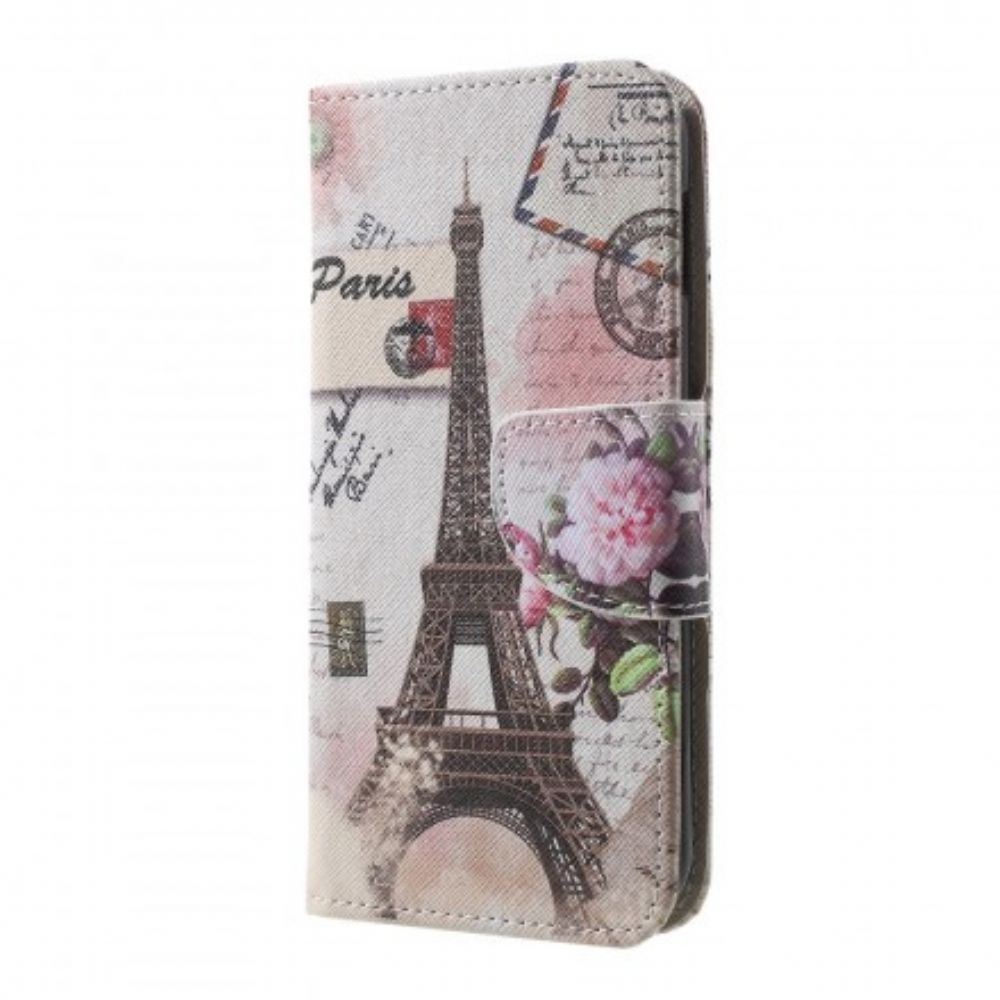 Leren Hoesje voor Samsung Galaxy S10e Retro Eiffeltoren