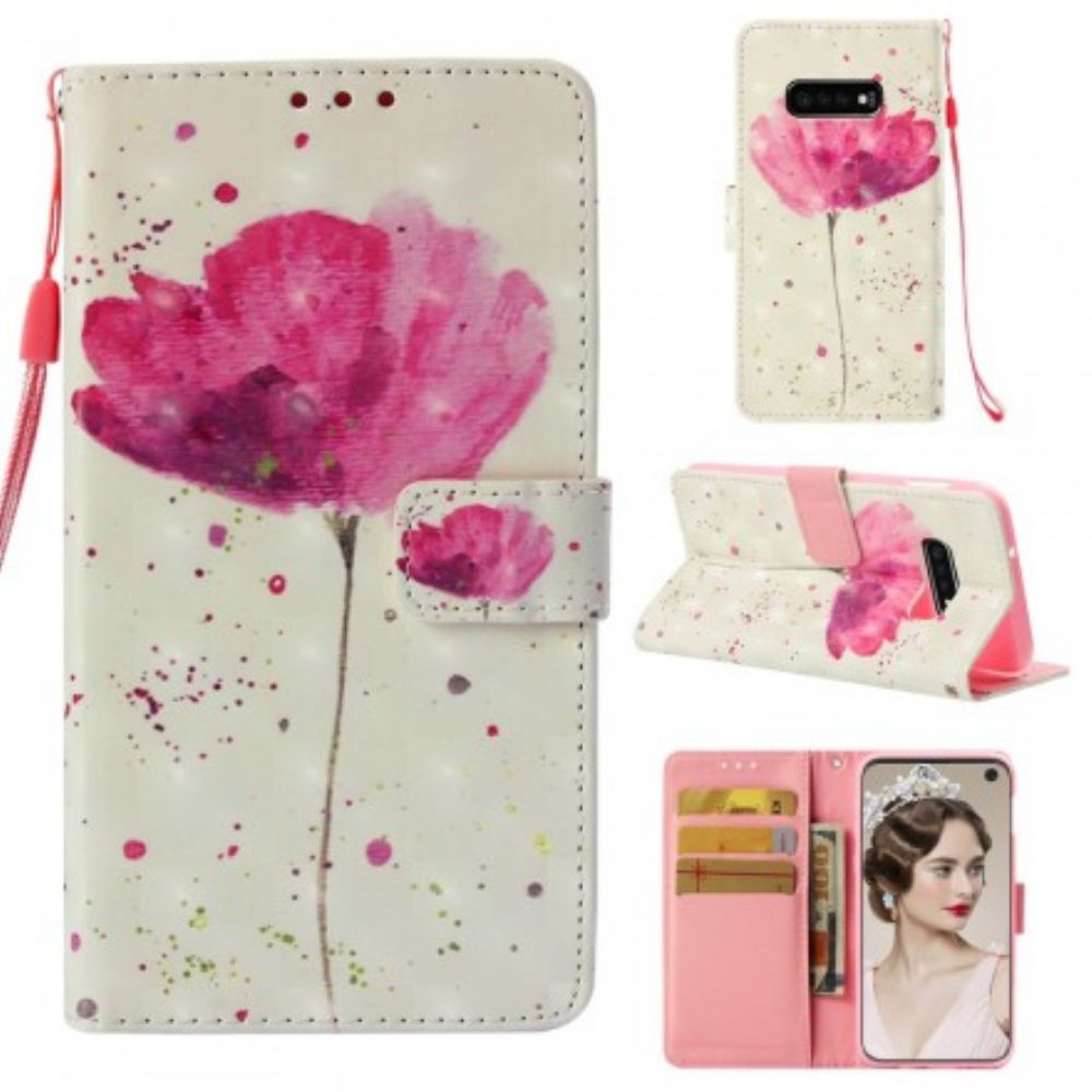 Telefoonhoesje Leren Hoesje voor Samsung Galaxy S10e Aquarel Halster