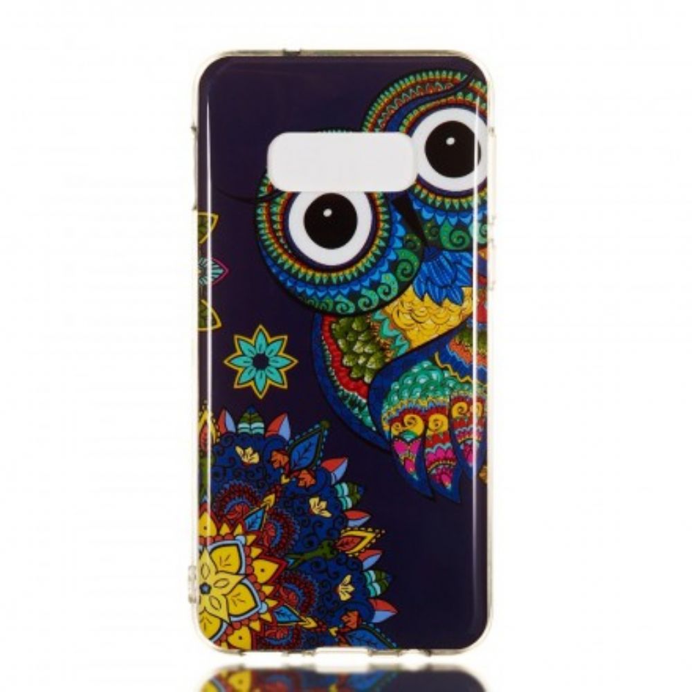 Telefoonhoesje voor Samsung Galaxy S10e Fluorescerende Uil Mandala