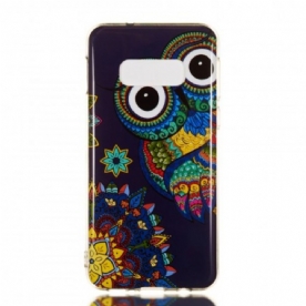 Telefoonhoesje voor Samsung Galaxy S10e Fluorescerende Uil Mandala