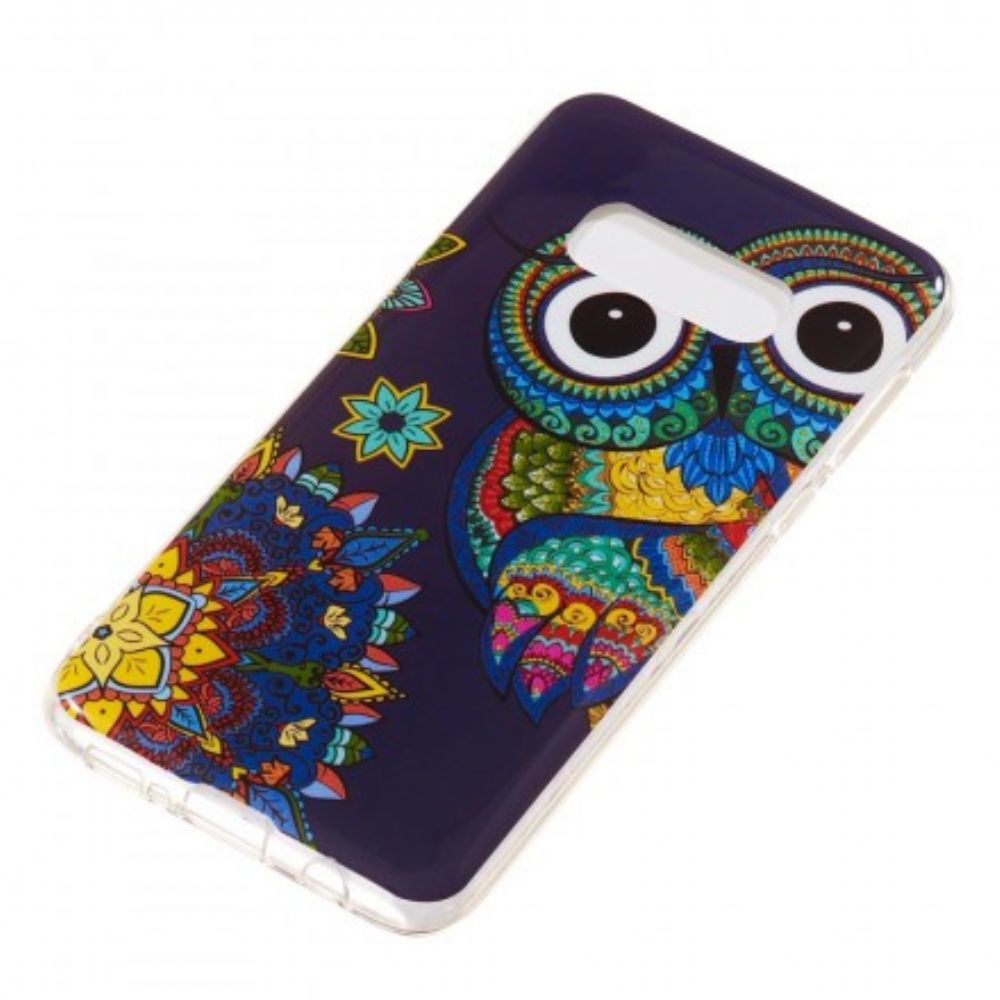 Telefoonhoesje voor Samsung Galaxy S10e Fluorescerende Uil Mandala