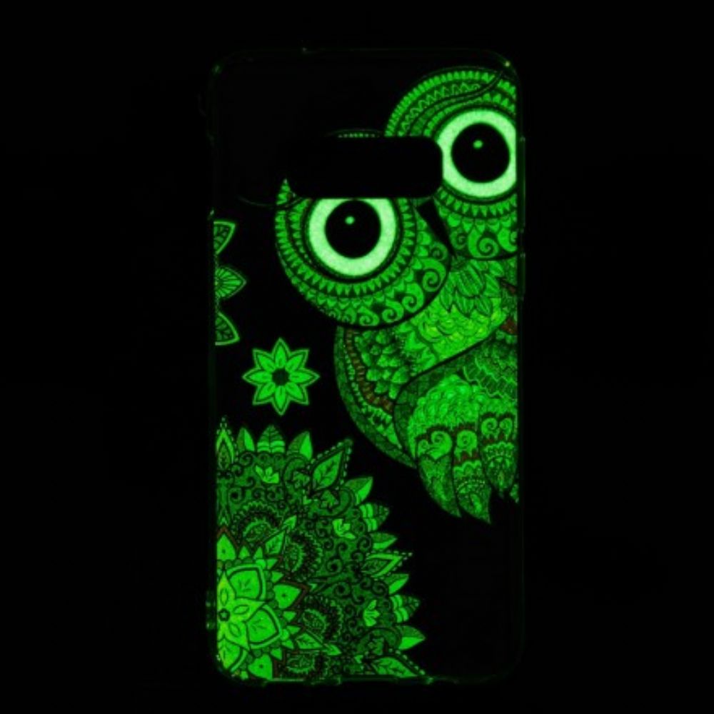 Telefoonhoesje voor Samsung Galaxy S10e Fluorescerende Uil Mandala