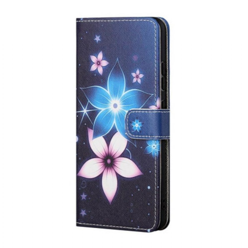 Folio-hoesje voor Poco M3 Pro 5G Met Ketting Maanband Bloemen