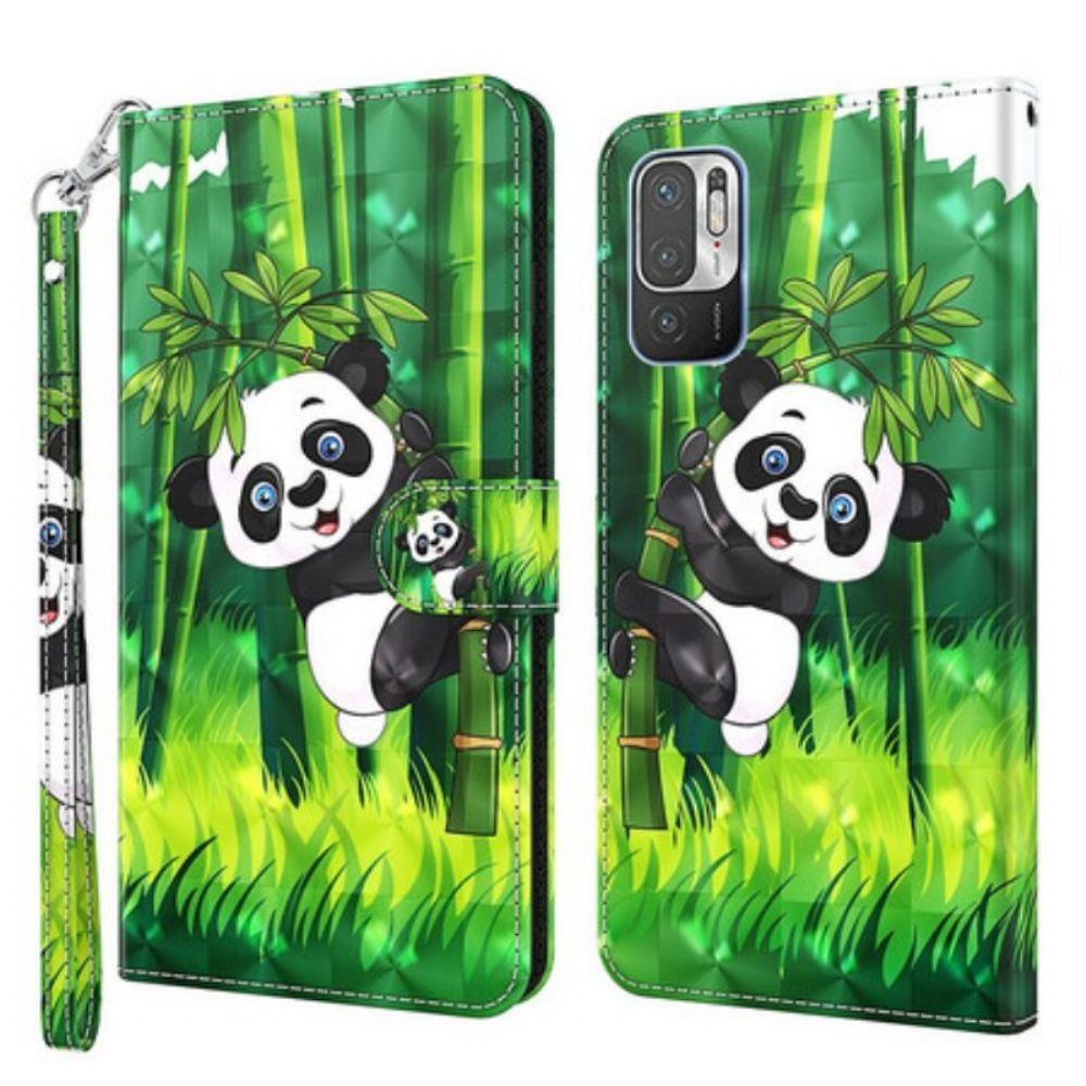 Folio-hoesje voor Poco M3 Pro 5G Panda En Bamboe