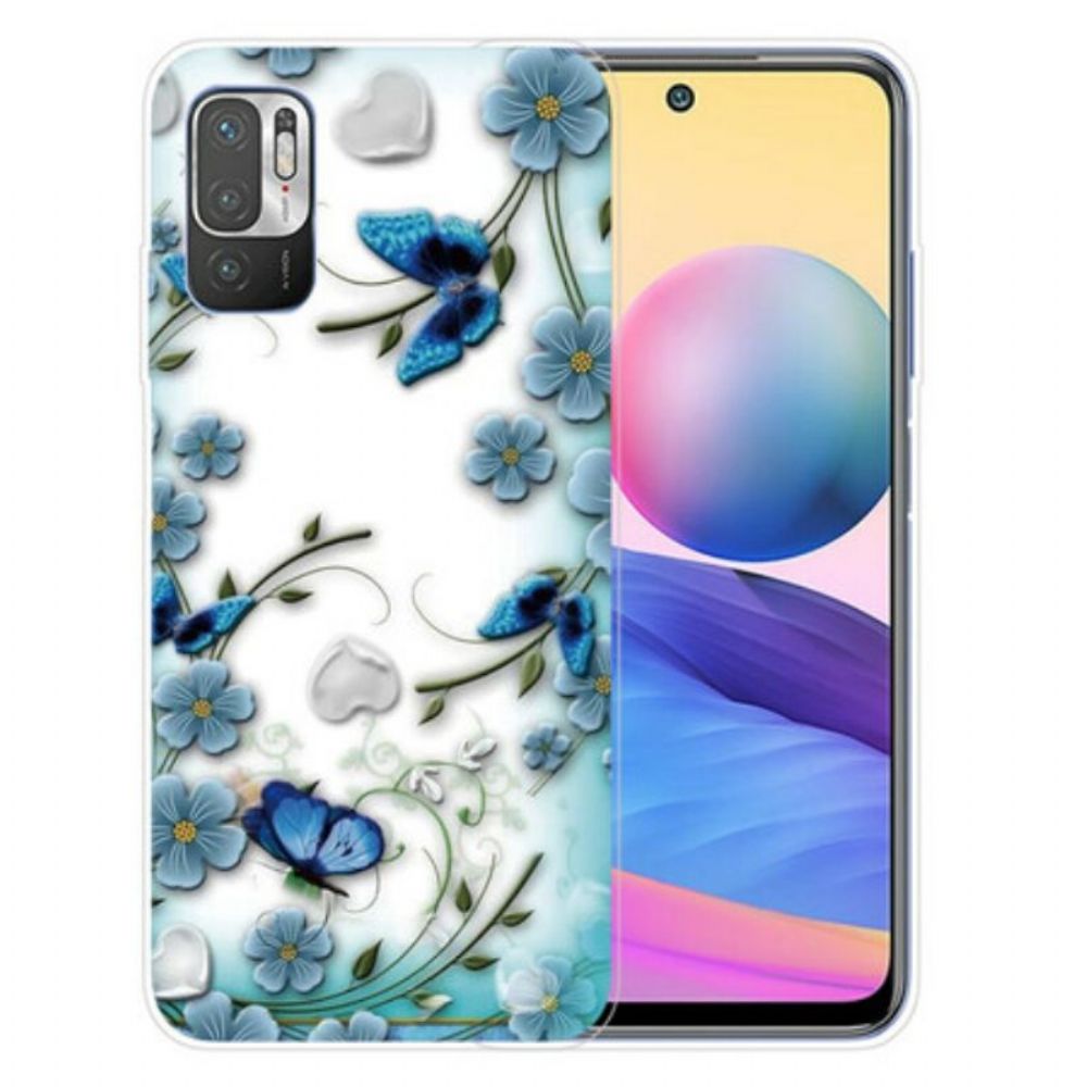 Hoesje voor Poco M3 Pro 5G Retro Vlinders En Bloemen