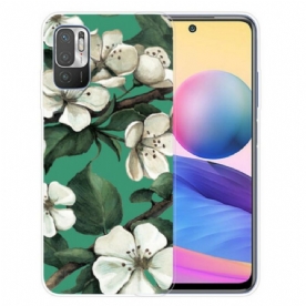 Telefoonhoesje voor Poco M3 Pro 5G Geschilderde Witte Bloemen