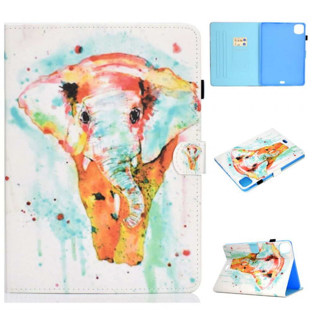 Leren Hoesje voor iPad Air (2022) Aquarel Olifant