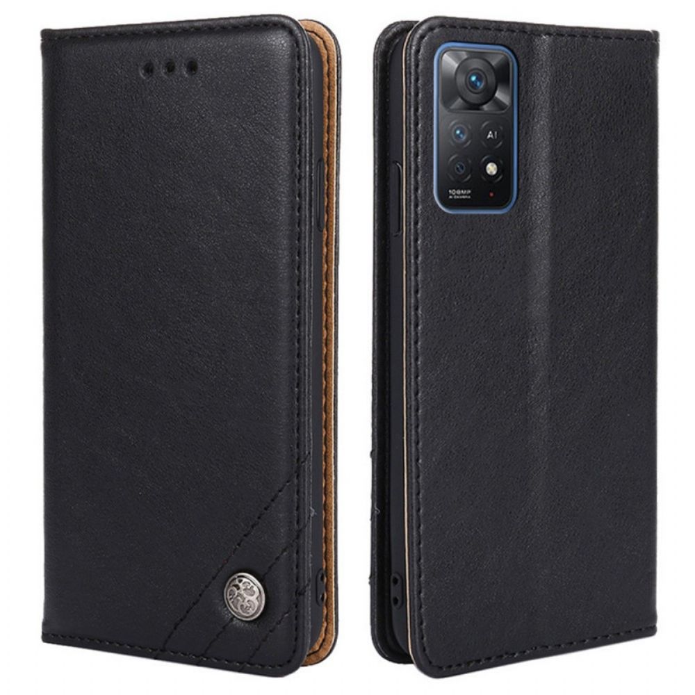 Bescherming Hoesje voor Xiaomi Redmi Note 11 Pro 4G / 5G Folio-hoesje Rivet Lederen Stijl