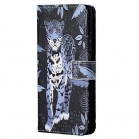 Flip Case voor Xiaomi Redmi Note 11 Pro 4G / 5G Met Ketting Thong Luipaard