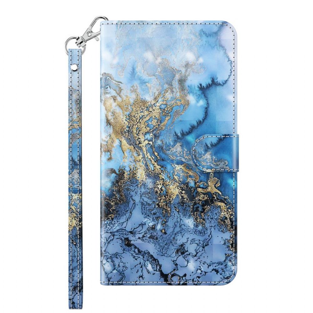 Folio-hoesje voor Xiaomi Redmi Note 11 Pro 4G / 5G Marmeren Design Met Lanyard