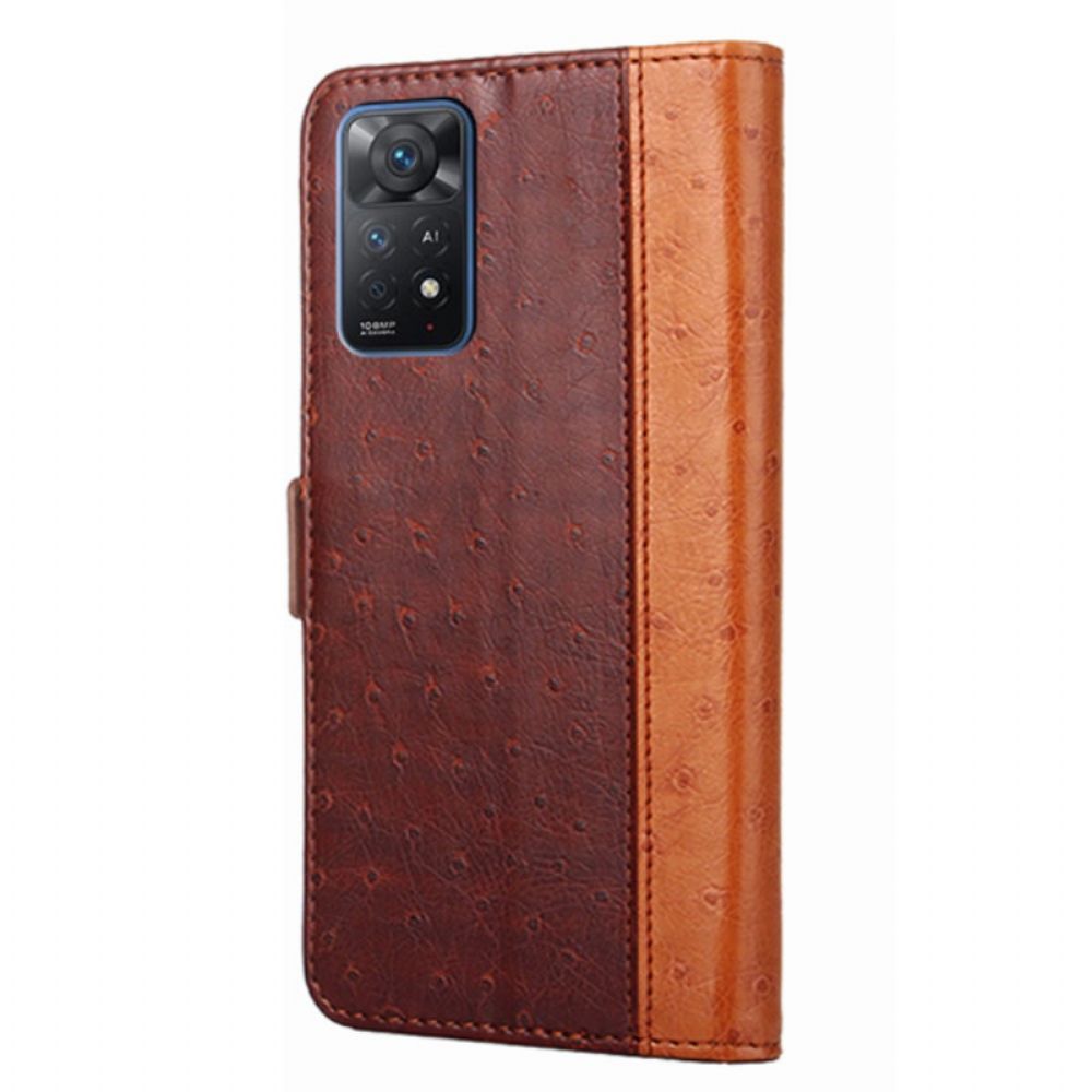 Folio-hoesje voor Xiaomi Redmi Note 11 Pro 4G / 5G Struisvogel Huidtextuur