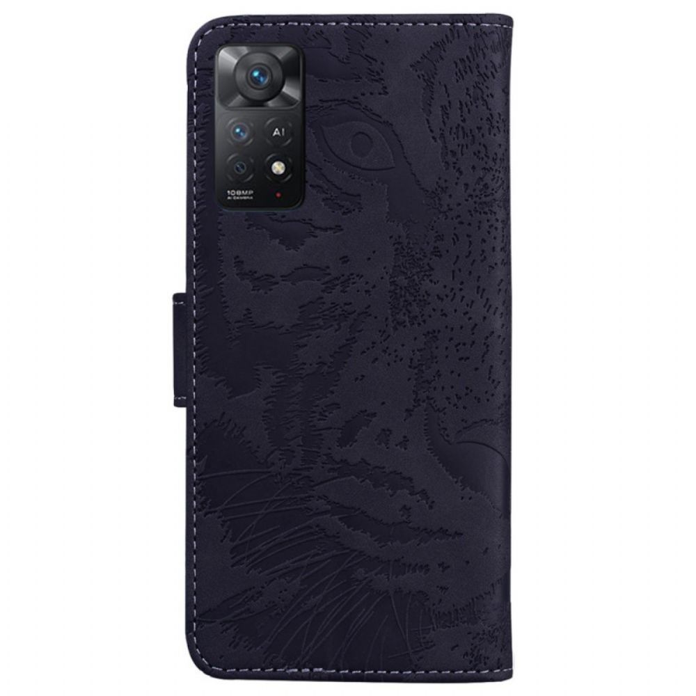 Folio-hoesje voor Xiaomi Redmi Note 11 Pro 4G / 5G Tijgervoetafdruk