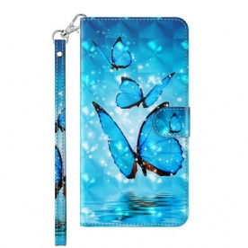 Folio-hoesje voor Xiaomi Redmi Note 11 Pro 4G / 5G Vliegende Blauwe Vlinders