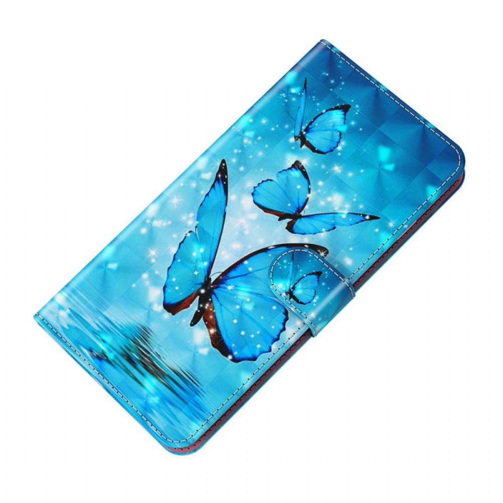 Folio-hoesje voor Xiaomi Redmi Note 11 Pro 4G / 5G Vliegende Blauwe Vlinders