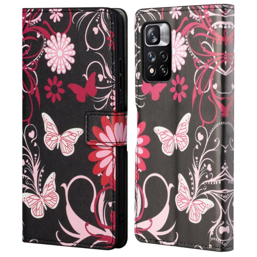 Folio-hoesje voor Xiaomi Redmi Note 11 Pro 4G / 5G Vlinders En Bloemen