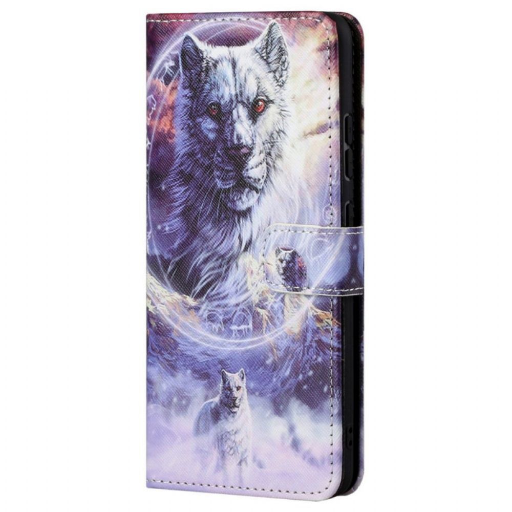 Folio-hoesje voor Xiaomi Redmi Note 11 Pro 4G / 5G Winterwolf Met Koord