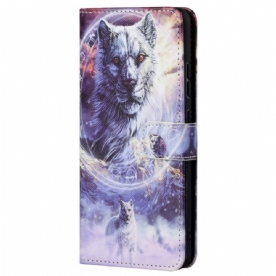 Folio-hoesje voor Xiaomi Redmi Note 11 Pro 4G / 5G Winterwolf Met Koord