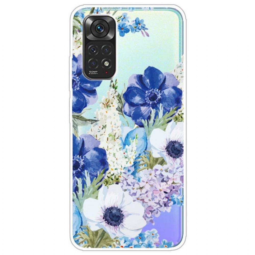 Hoesje voor Xiaomi Redmi Note 11 Pro 4G / 5G Aquarel Blauwe Bloemen