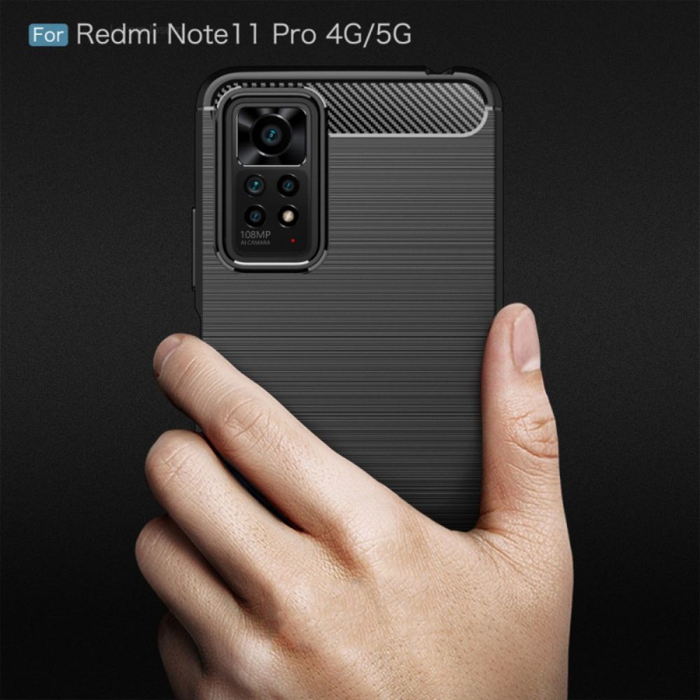 Hoesje voor Xiaomi Redmi Note 11 Pro 4G / 5G Geborstelde Koolstofvezel