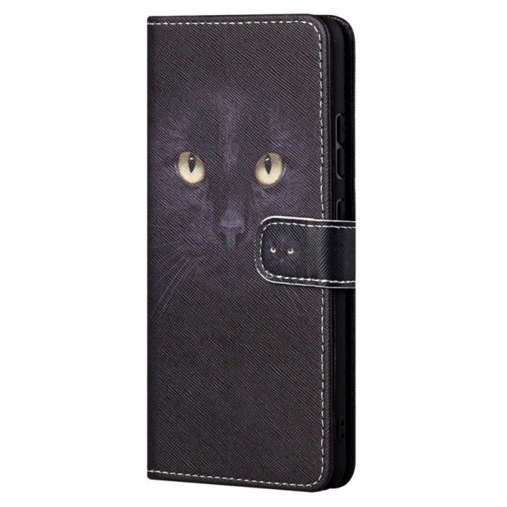 Leren Hoesje voor Xiaomi Redmi Note 11 Pro 4G / 5G Met Ketting Zwarte Kattenogen Met Riem