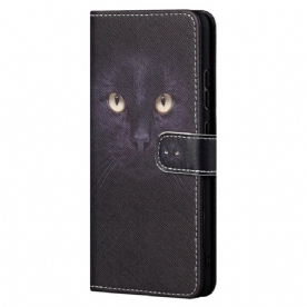 Leren Hoesje voor Xiaomi Redmi Note 11 Pro 4G / 5G Met Ketting Zwarte Kattenogen Met Riem