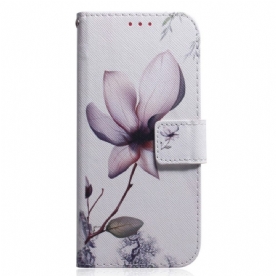 Leren Hoesje voor Xiaomi Redmi Note 11 Pro 4G / 5G Oud Roze Bloem