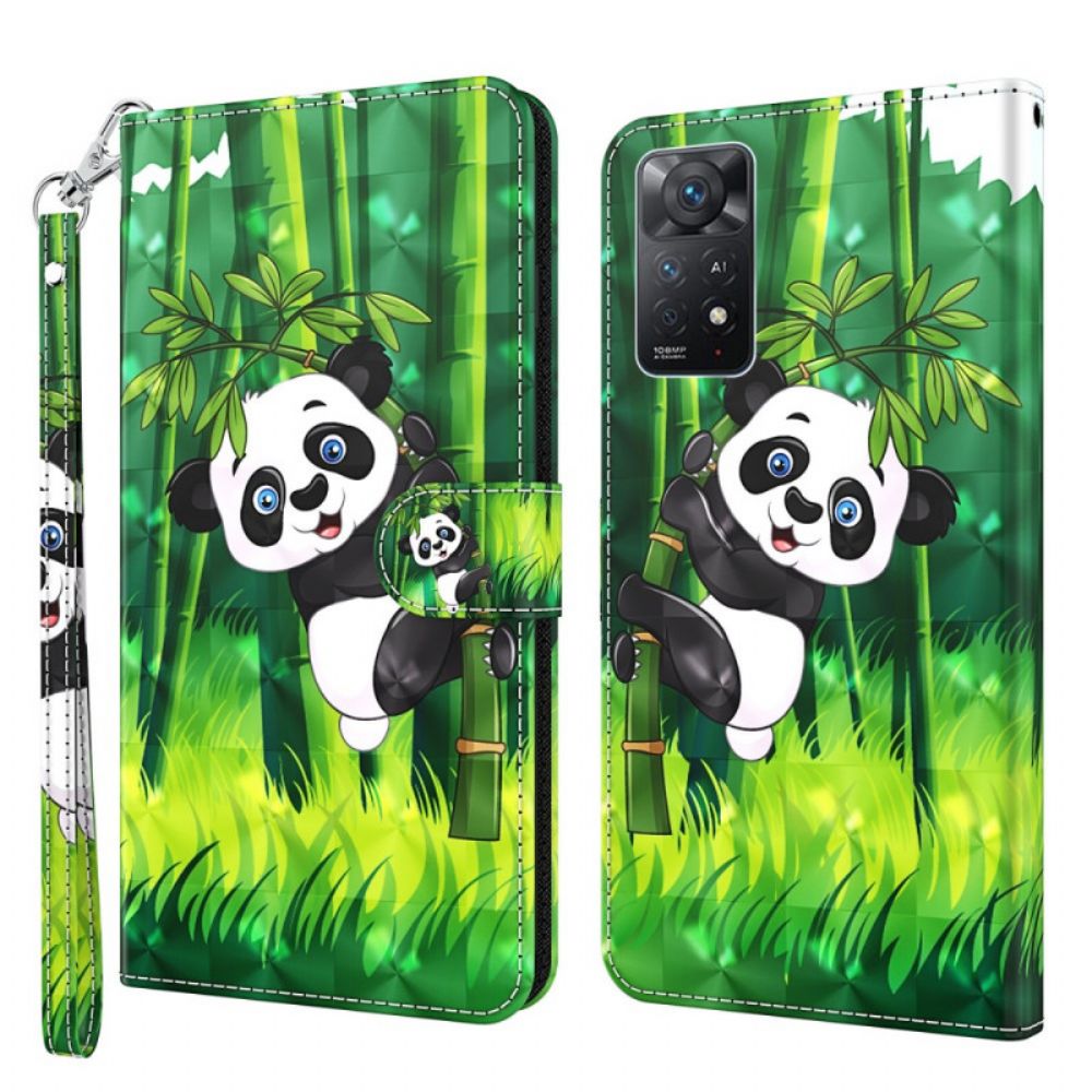 Leren Hoesje voor Xiaomi Redmi Note 11 Pro 4G / 5G Panda En Bamboe